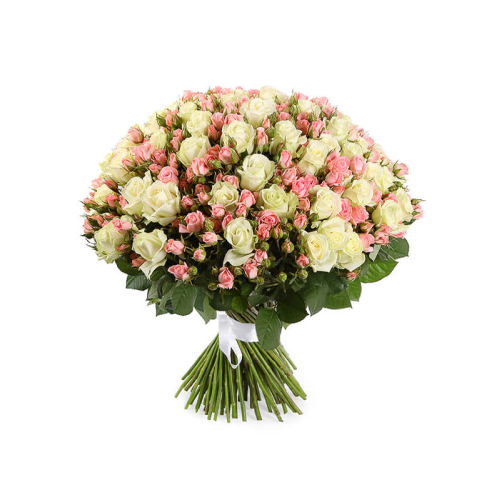 Купить на заказ Букет из 101 белой розы (микс) с доставкой в Сарани