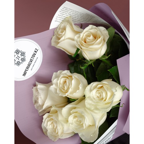 Купить на заказ Букет из 7 белых роз с доставкой в Сарани